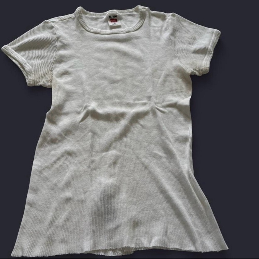 Women’s White Ribbed T-Shirt